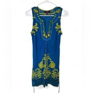 Hale Bob 100% Silk Knee Length Sleeveless Gemstone‎ Dress Small Resort Beachwear